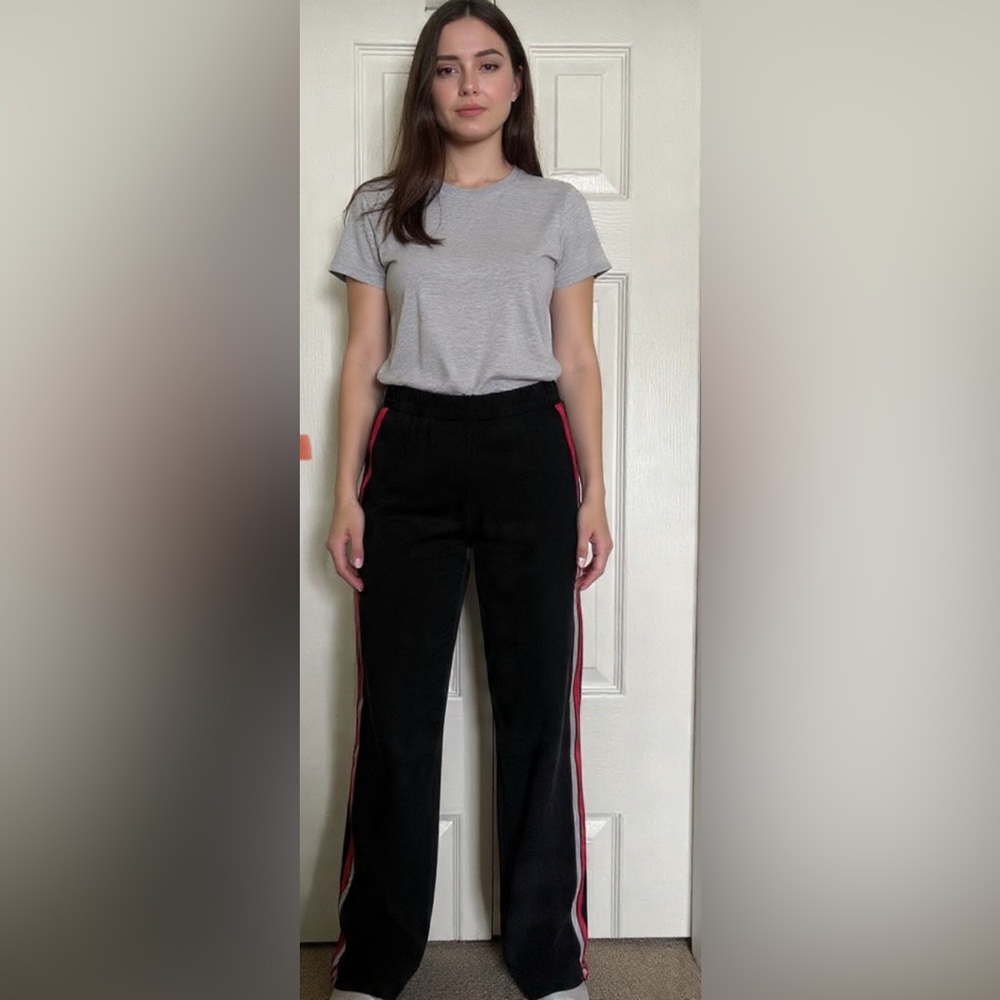 Topman Black Pants with Red Stripe